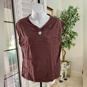 Coldwater Creek Sleeveless Top w/ Twist Knot Keyhole in Dark Brown  Size M